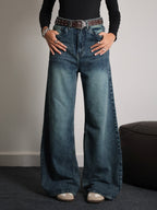 Galaxy Blue Washed Super Wide Leg Jeans