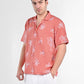 Box-Fit Floral Bloom Linen Shirt in Coral