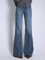 Galactic Blue Tinted Y2K Bootcut Jeans Stylish Wodrobe