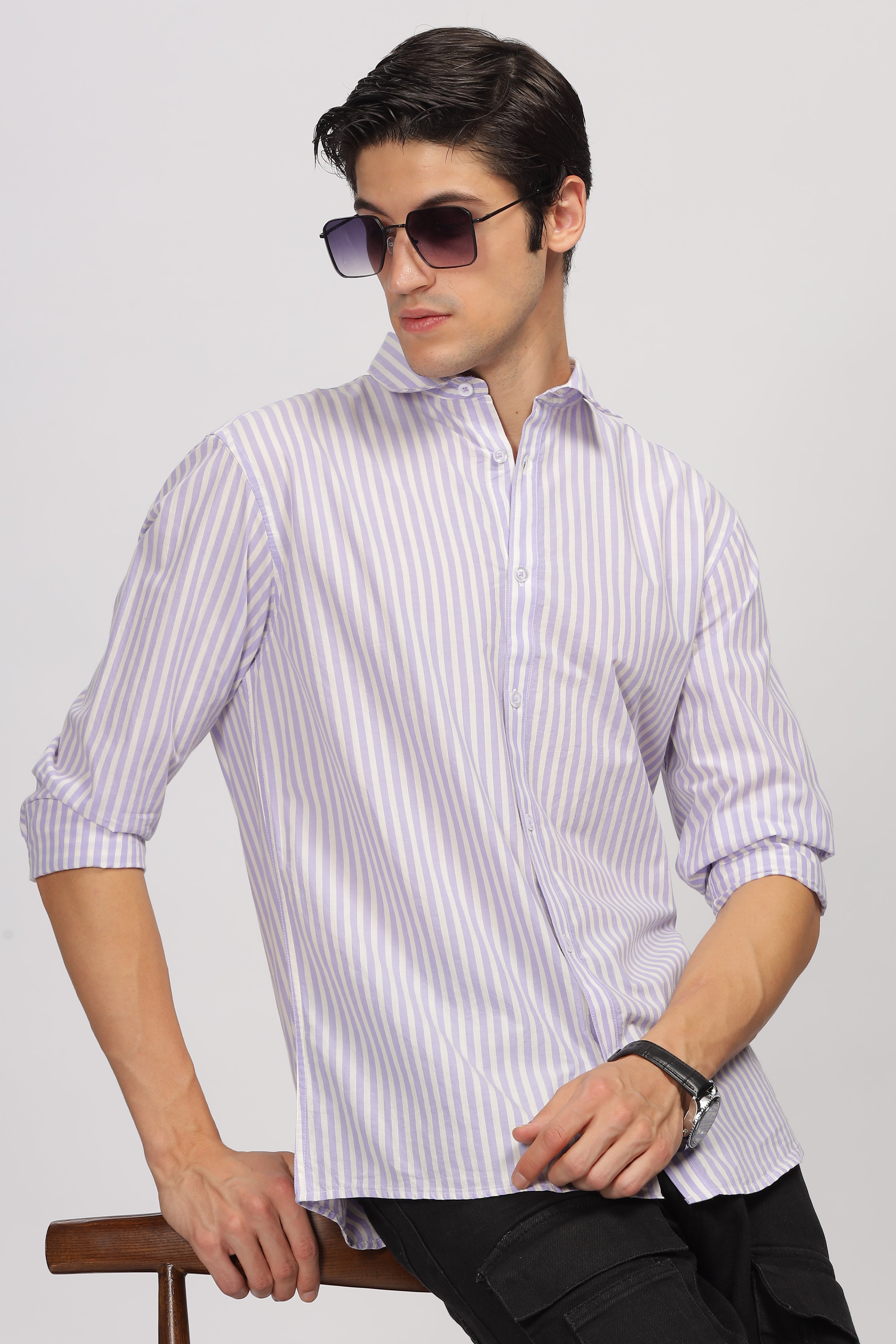 Uri Purple Stripe Full Sleeve Shirt Uri