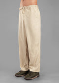 Raw Beige Linen-Blend Relaxed Pants for Men