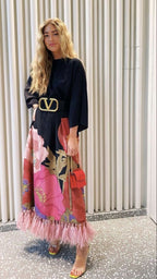 Floral Print Fringe Details Dress De Novoo
