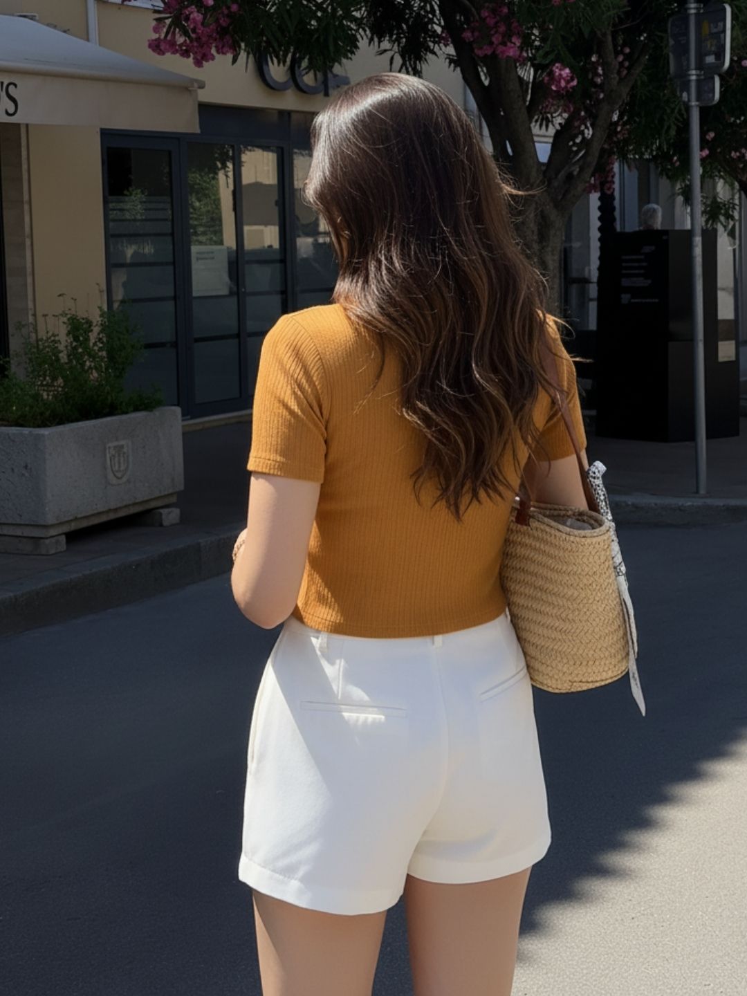 Mustard Drop Needle Self Textured Half Sleeves Top