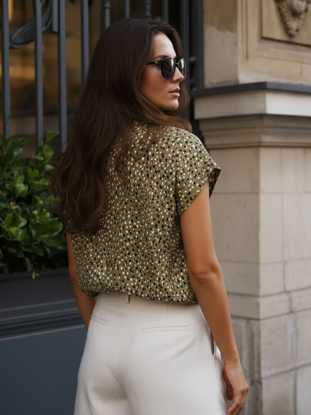 Olive Green Animal Print Cut Away Collar Regular Fit Rayon Shirt