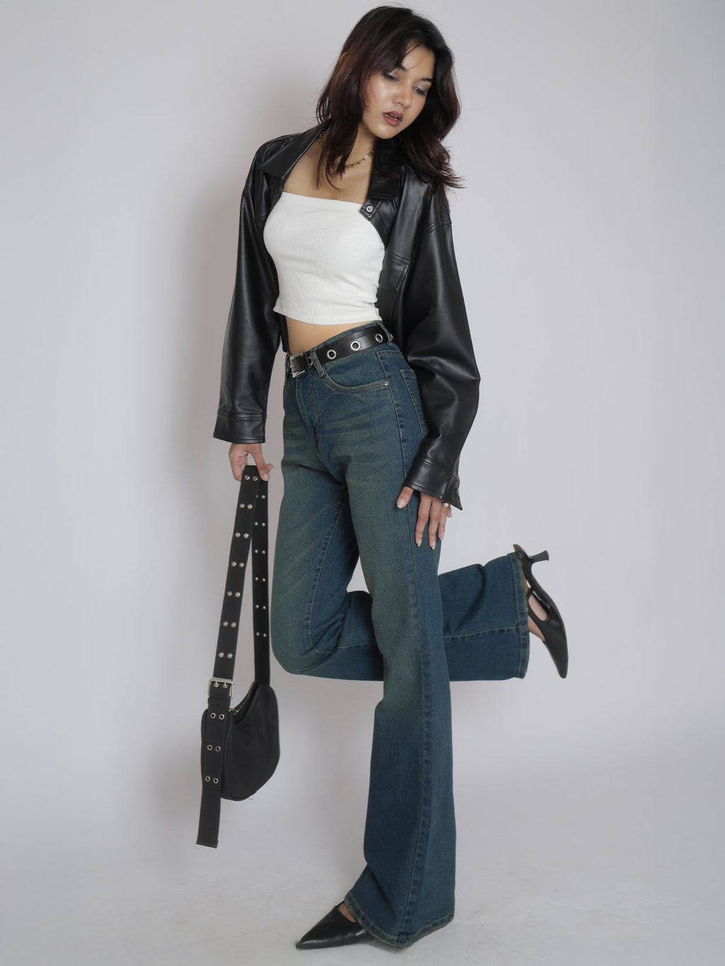 Celestial Green Tinted Y2K Bootcut Jeans Stylish Wodrobe