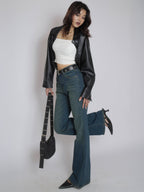Celestial Green Tinted Y2K Bootcut Jeans Stylish Wodrobe