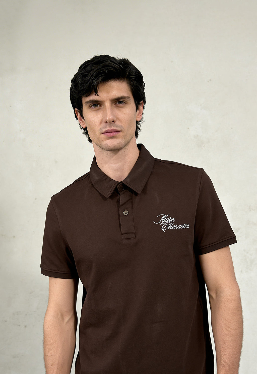 Brown French-Terry Polo T-Shirt