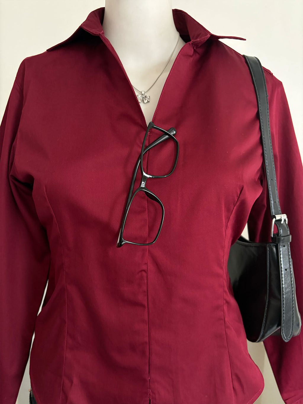 Cherry Red Corset Fitted Shirt