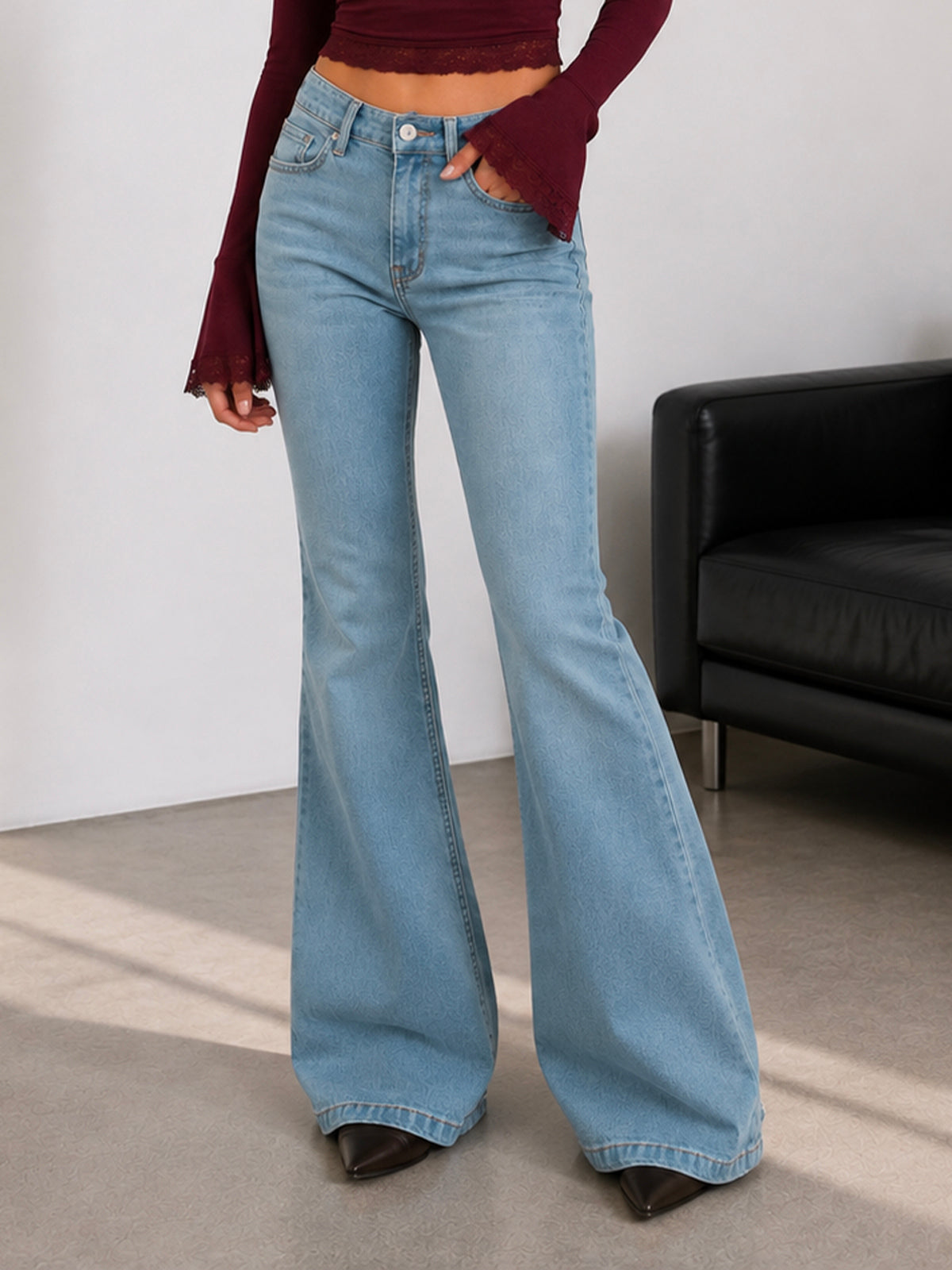 Premium Arctic Blue Washed Bootcut Jeans