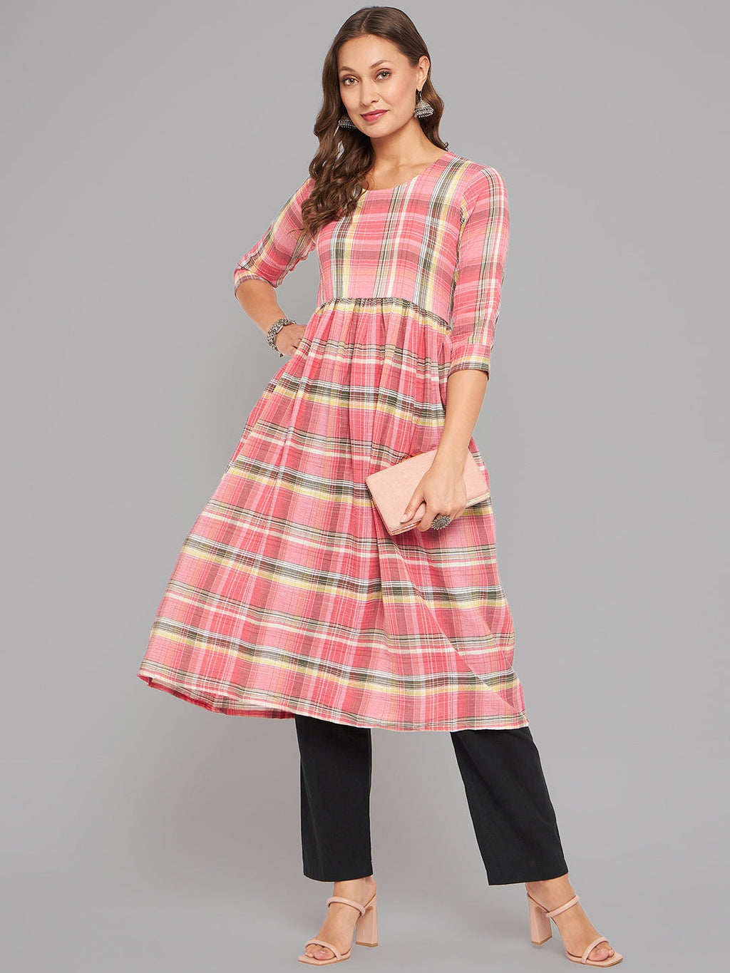 Women Multicolor High Twist Anarkali Kurta Krya
