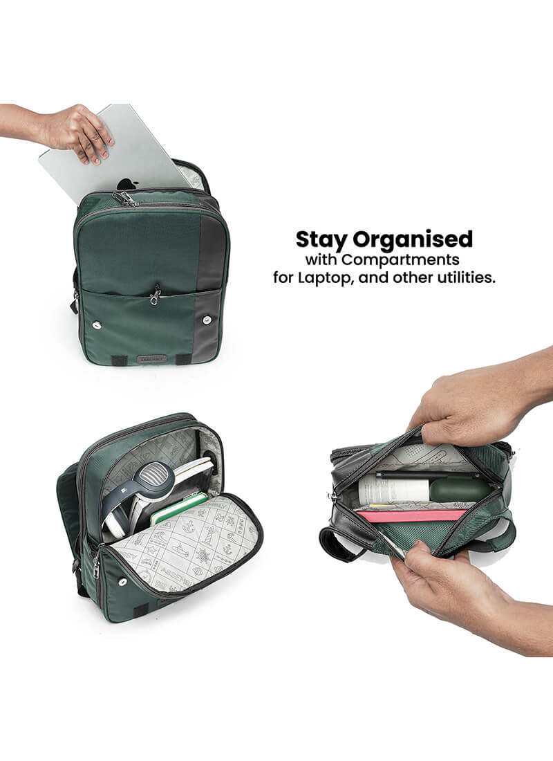 Echo+Flux Combo | Green | Laptop Backpack with Fanny Pack