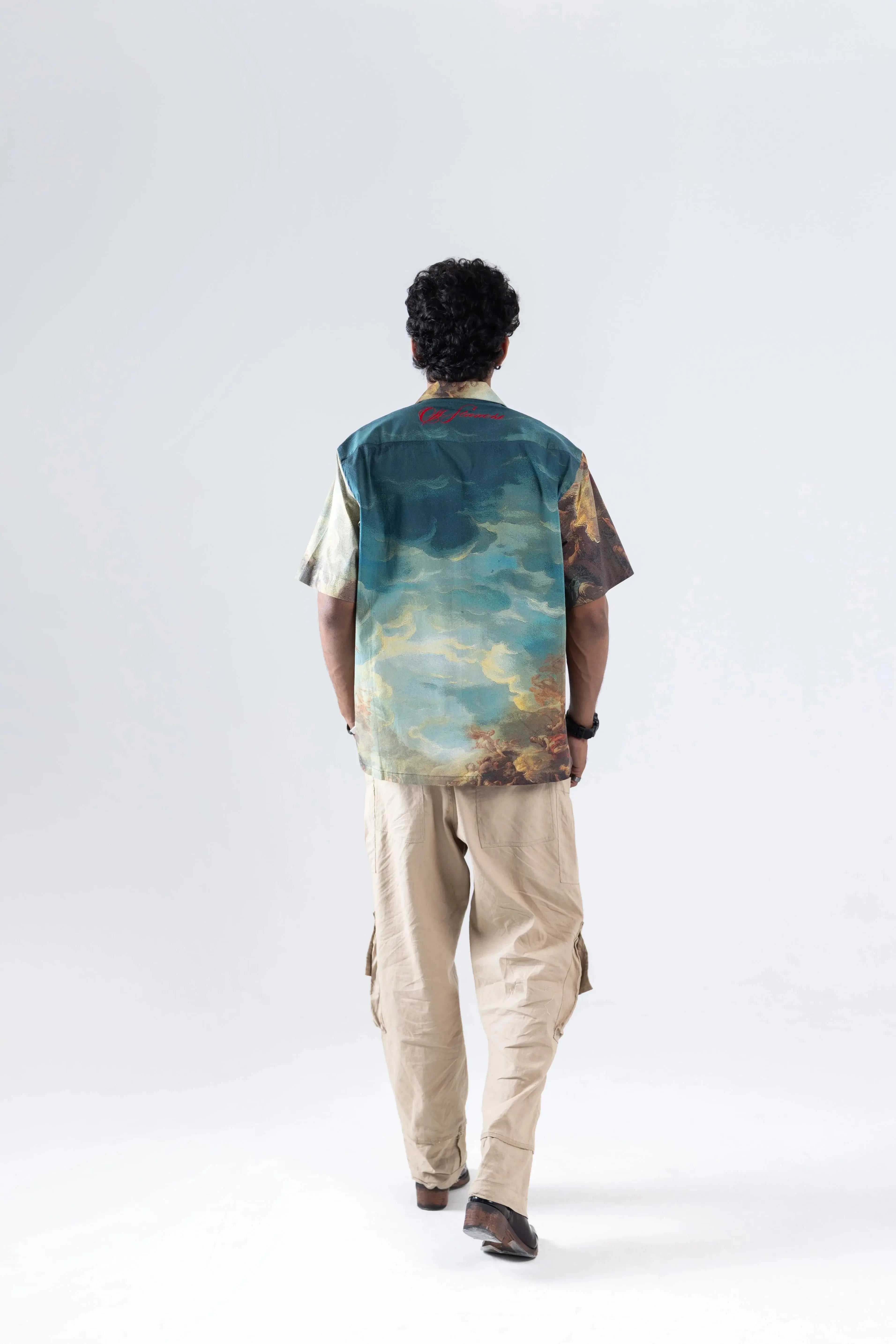Court of Chaos Oversized Printed Cuban Collar Shirt Off Sinners