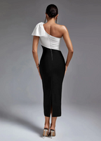 Black & White One Shoulder  Dress De Novoo