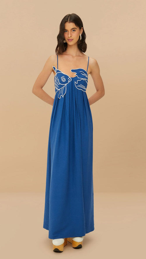 Blue Fish Maxi Dress De Novoo