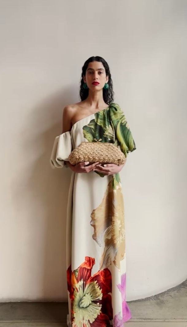 Floral Abstract Print Maxi Gown De Novoo