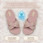 The Safira Pink Luxury Cross Over Embellished Slides Rettrose
