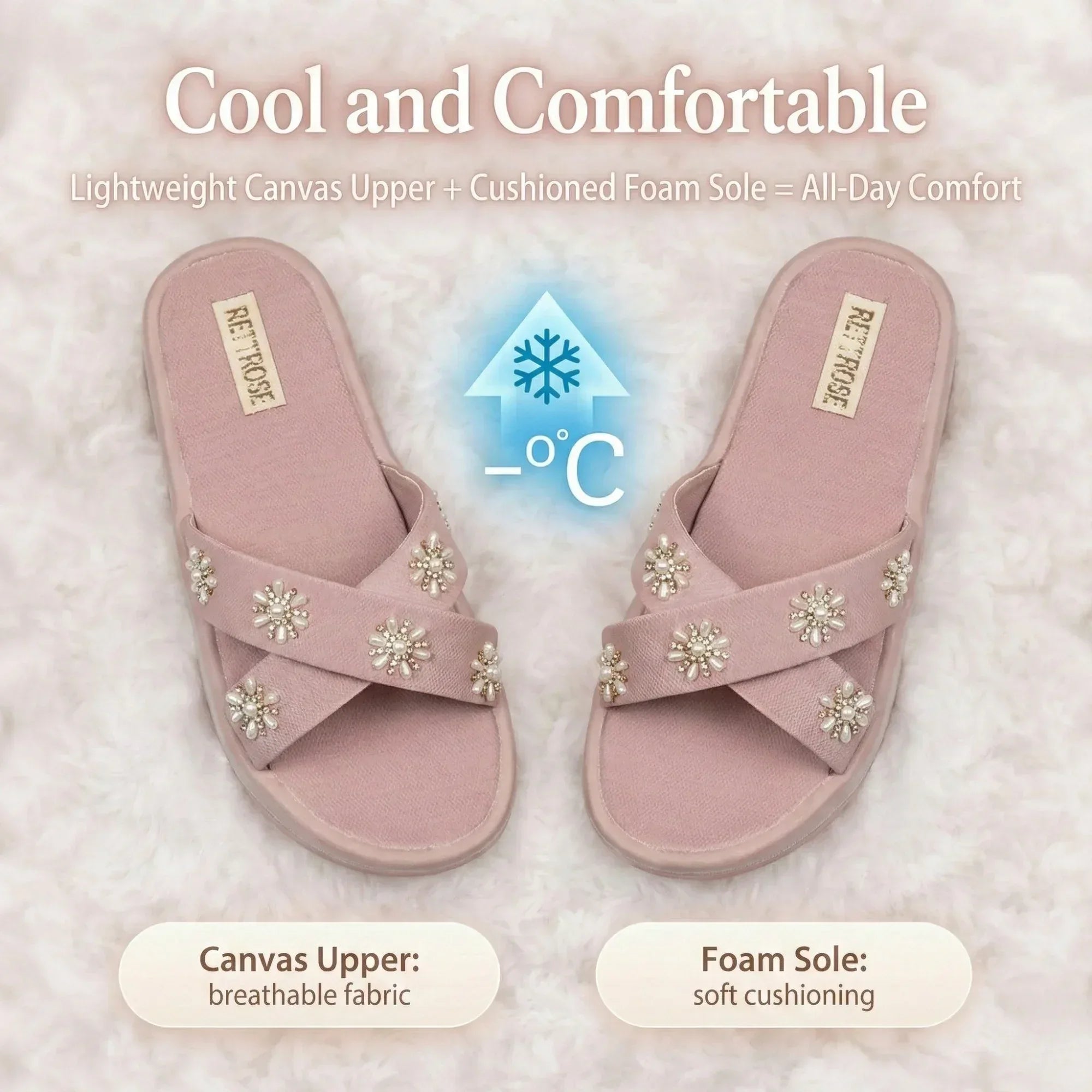 The Safira Pink Luxury Cross Over Embellished Slides Rettrose