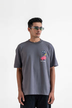 Cruel Grey Oversized Printed T-Shirt Main Character