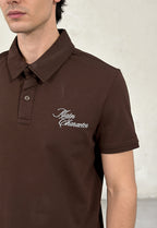 Brown French-Terry Polo T-Shirt