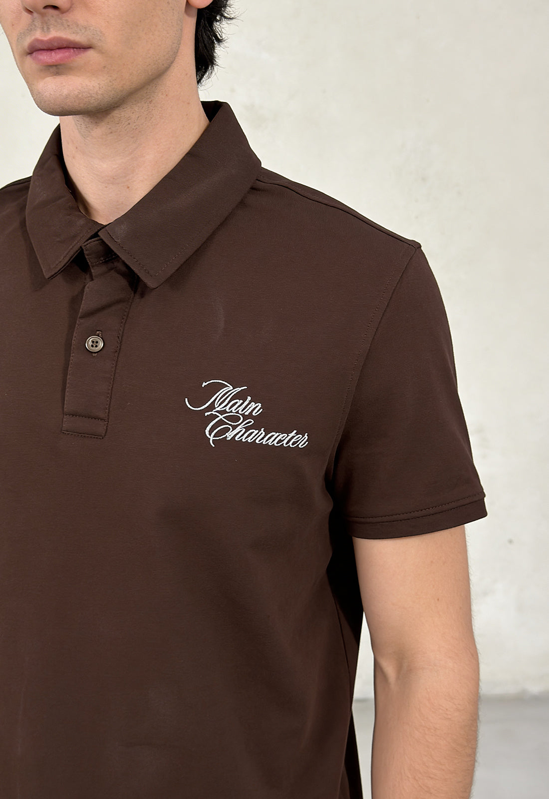 Brown French-Terry Polo T-Shirt
