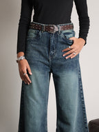 Galaxy Blue Washed Super Wide Leg Jeans