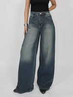 Oxford Blue Washed Wide Leg Jeans Stylish Wodrobe