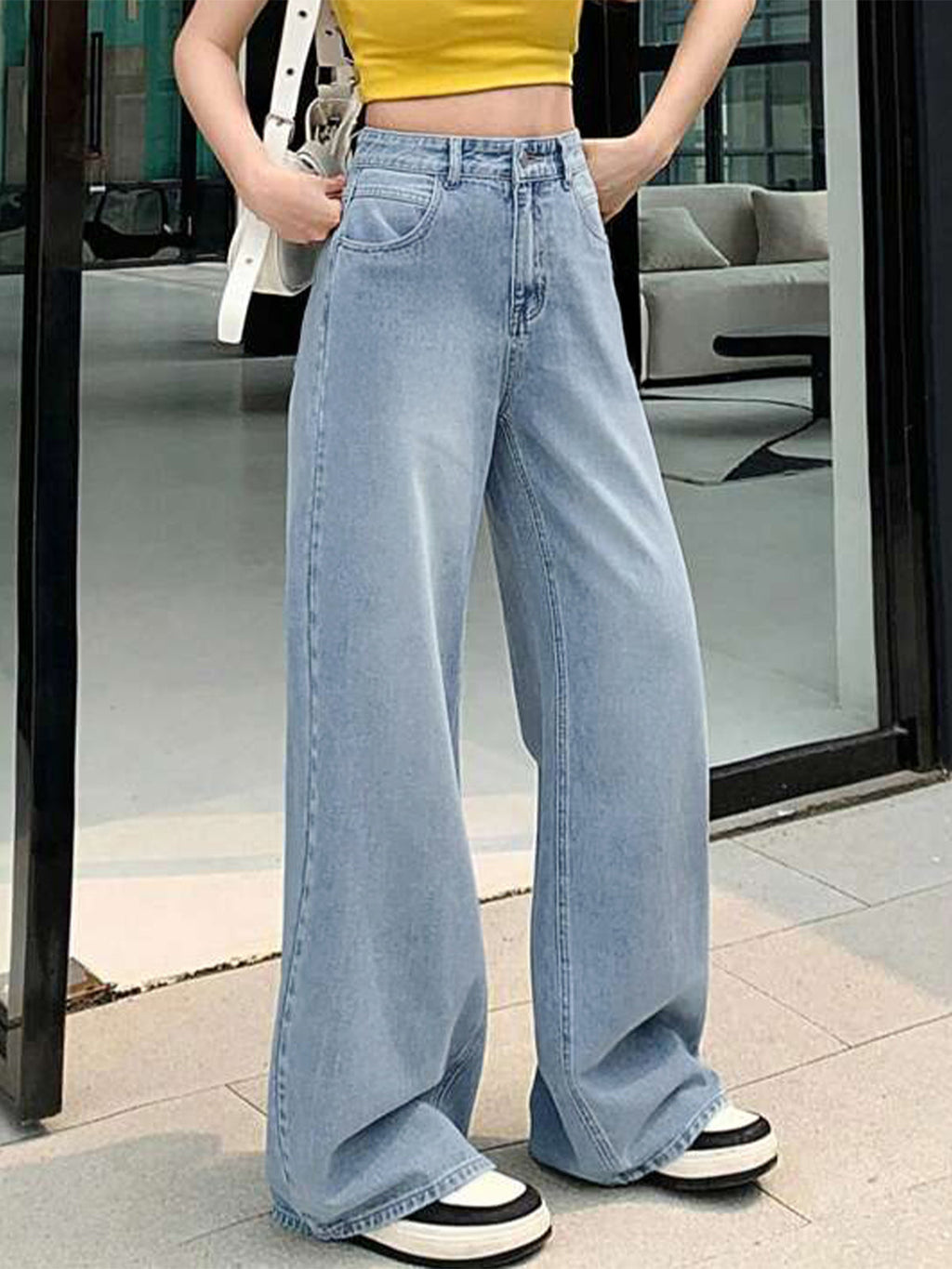Wispy Blue Washed Wide Leg Jeans Stylish Wodrobe
