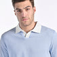 Mercerised Jacquard Polo in Mykonos Blue