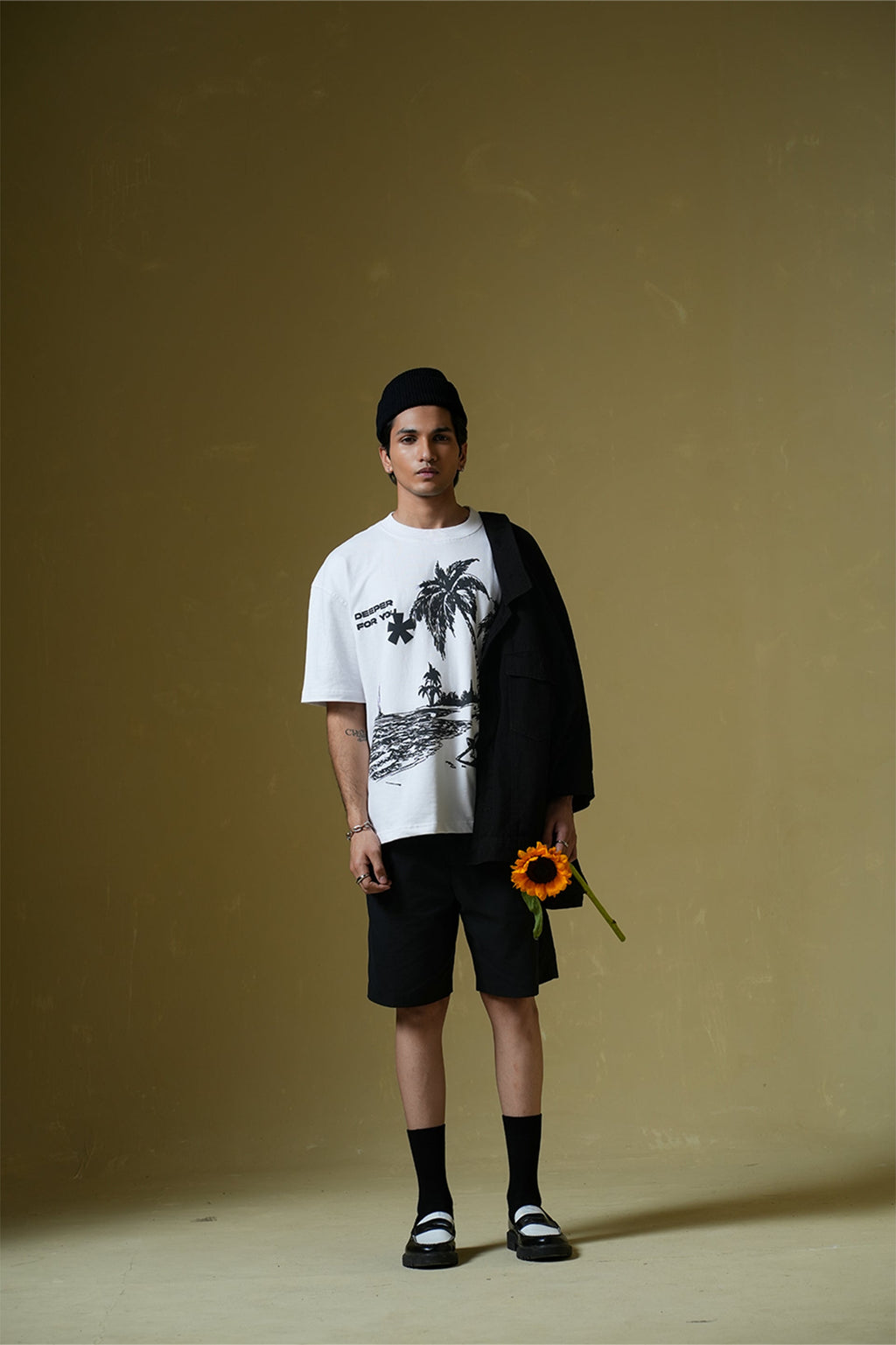 Deeper For You Printed Oversized White T-Shirt Main Character