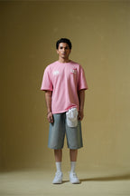 Wishing Well Printed Pink Oversized T-shirt