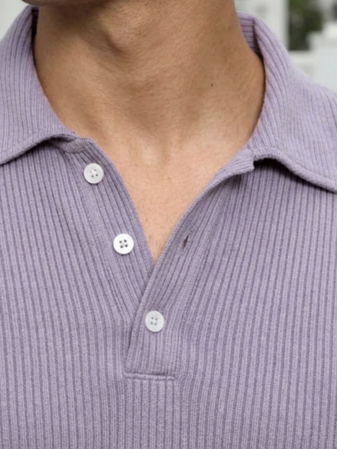 Purple Solid Poly Corduroy Cut Away Collar Polo T-Shirt