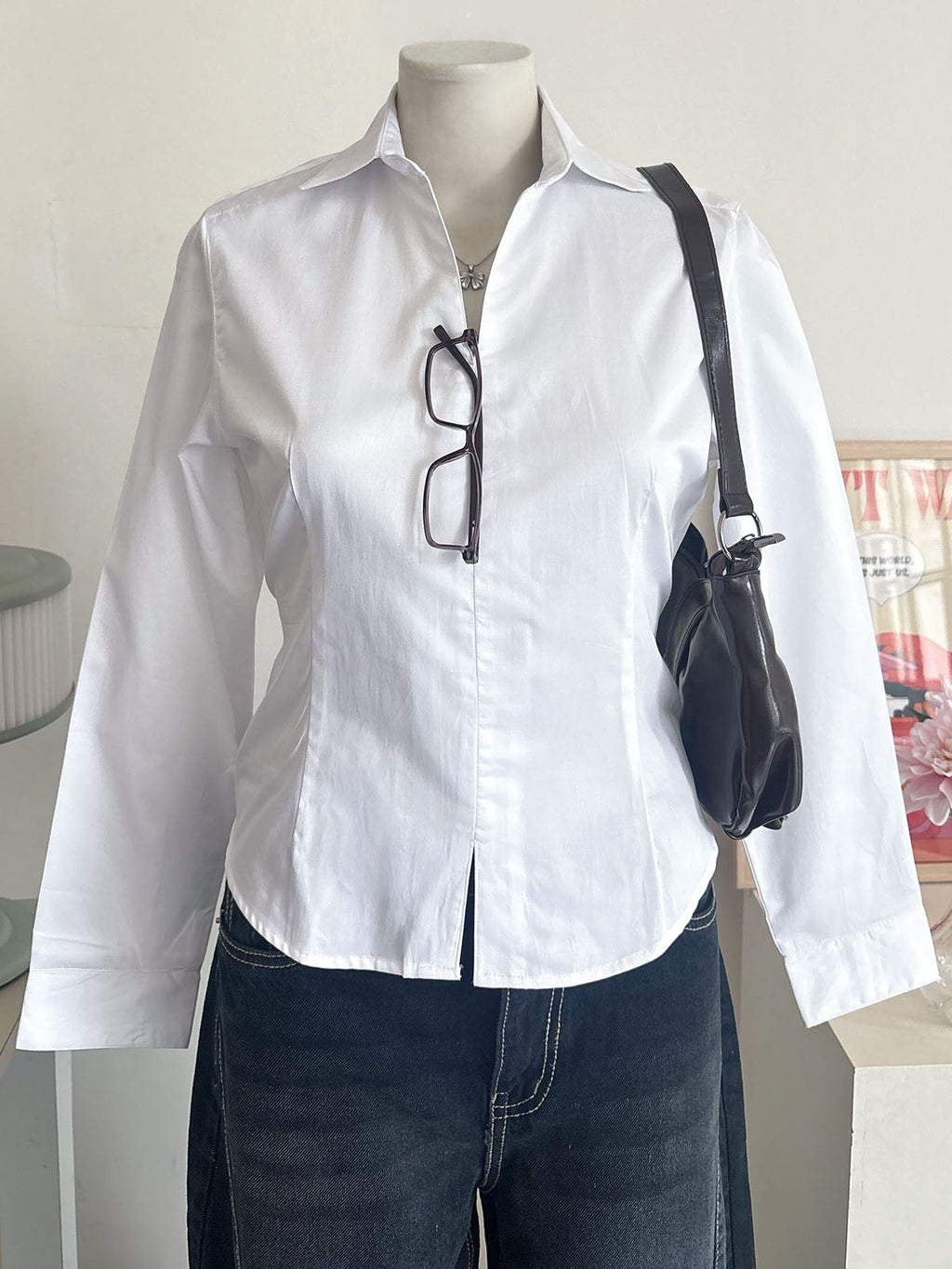Vanilla White Corset Fitted Shirt