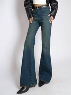 Celestial Green Tinted Y2K Bootcut Jeans Stylish Wodrobe