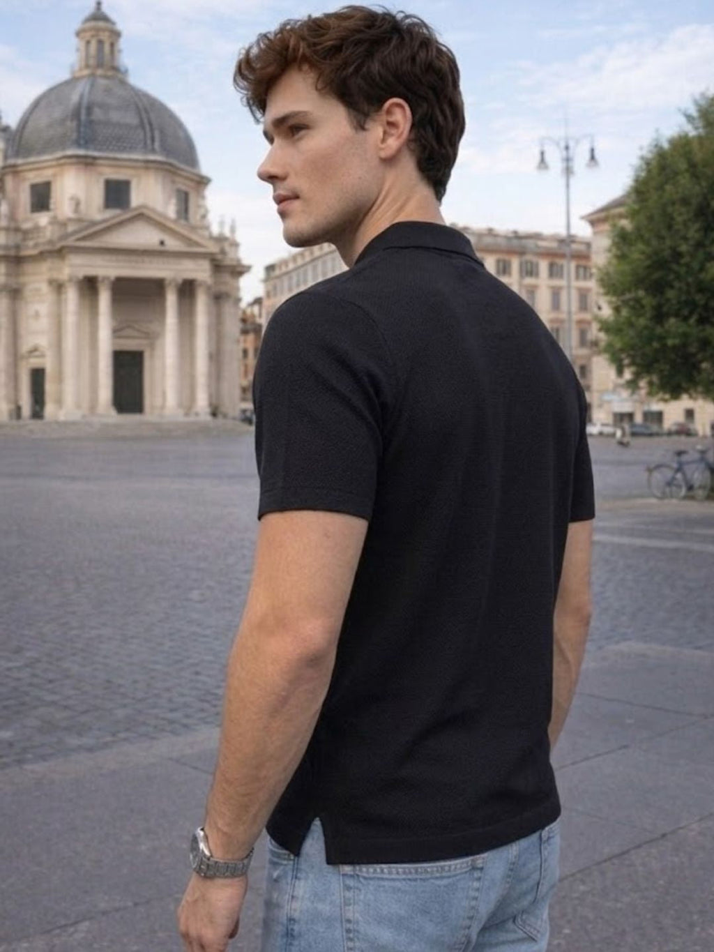 Teal Pique Cut Away Collar Regular Fit Polo T-Shirt