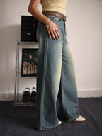 Vintage Drift Blue Tinted Wide Leg Jeans Stylish Wodrobe
