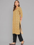 Women Mustard Kurta With Lace Krya