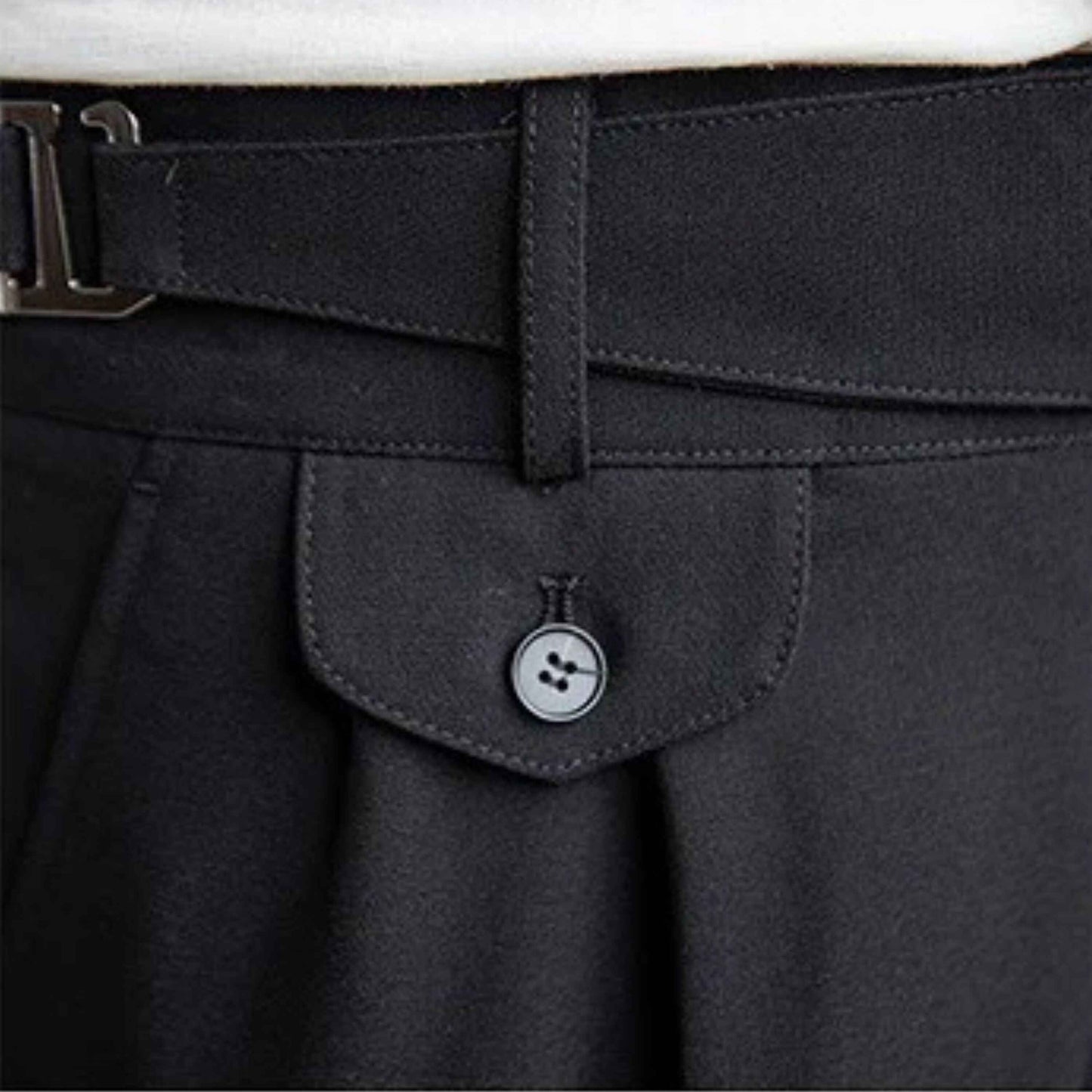 Black Gurkha Pants with Right Front Side Adjuster Buckle| by Adam Spirit - Adam Spirit