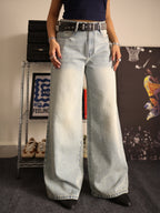 80s Cool Blue Tinted Super Wide Leg Jeans Stylish Wodrobe