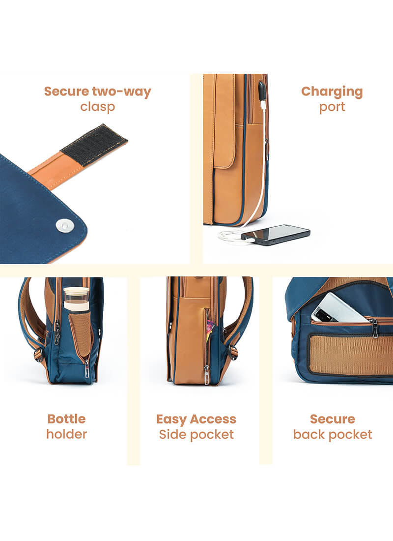 Echo+Flux Combo | Blue | Laptop Backpack with Fanny Pack