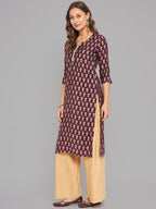 Women Purple Printed Kurta With Lace Krya