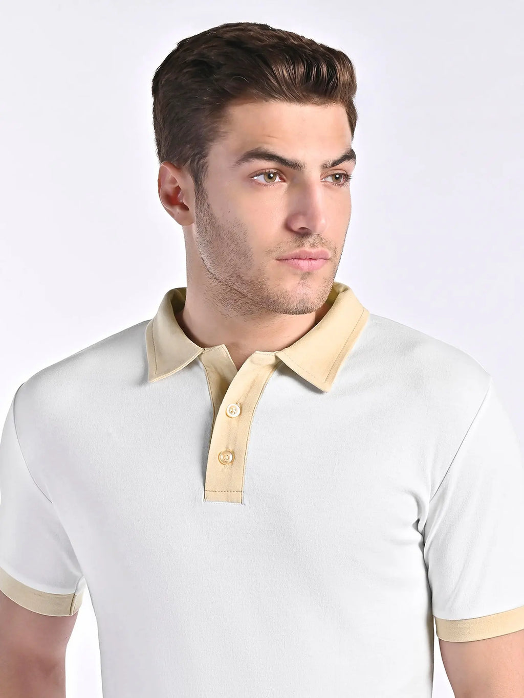 Men's Smooth-Touch Contrast White Polo Vellure