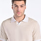 Mercerised Jacquard Polo in Biscotti Beige