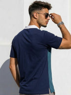 Teal Blue Contrast Half Sleeve Polo T-Shirt