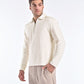 Mercerised Jacquard Full Sleeve Polo in Biscotti Beige
