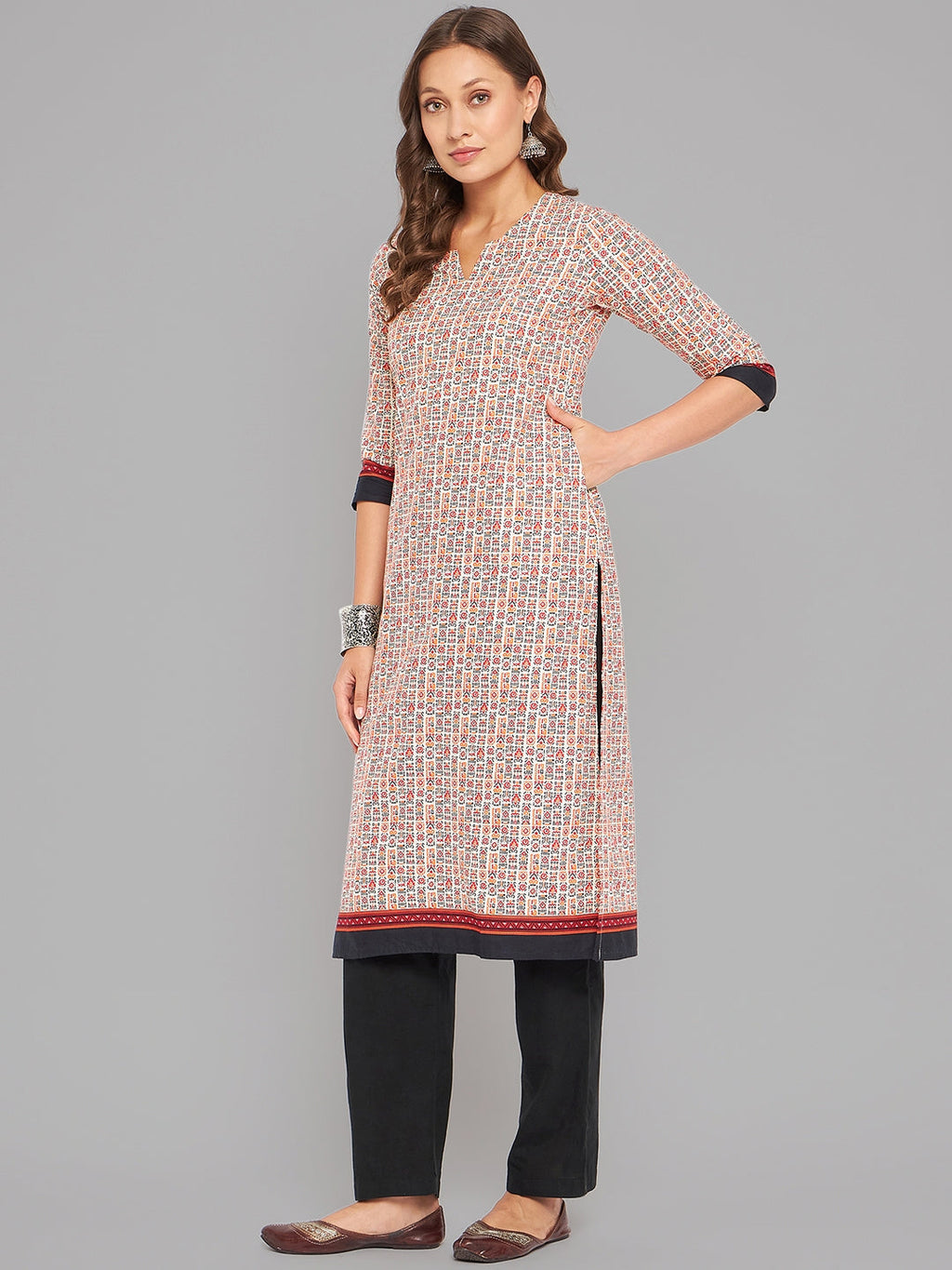 Women Multicolor Printed Straight Kurta Krya