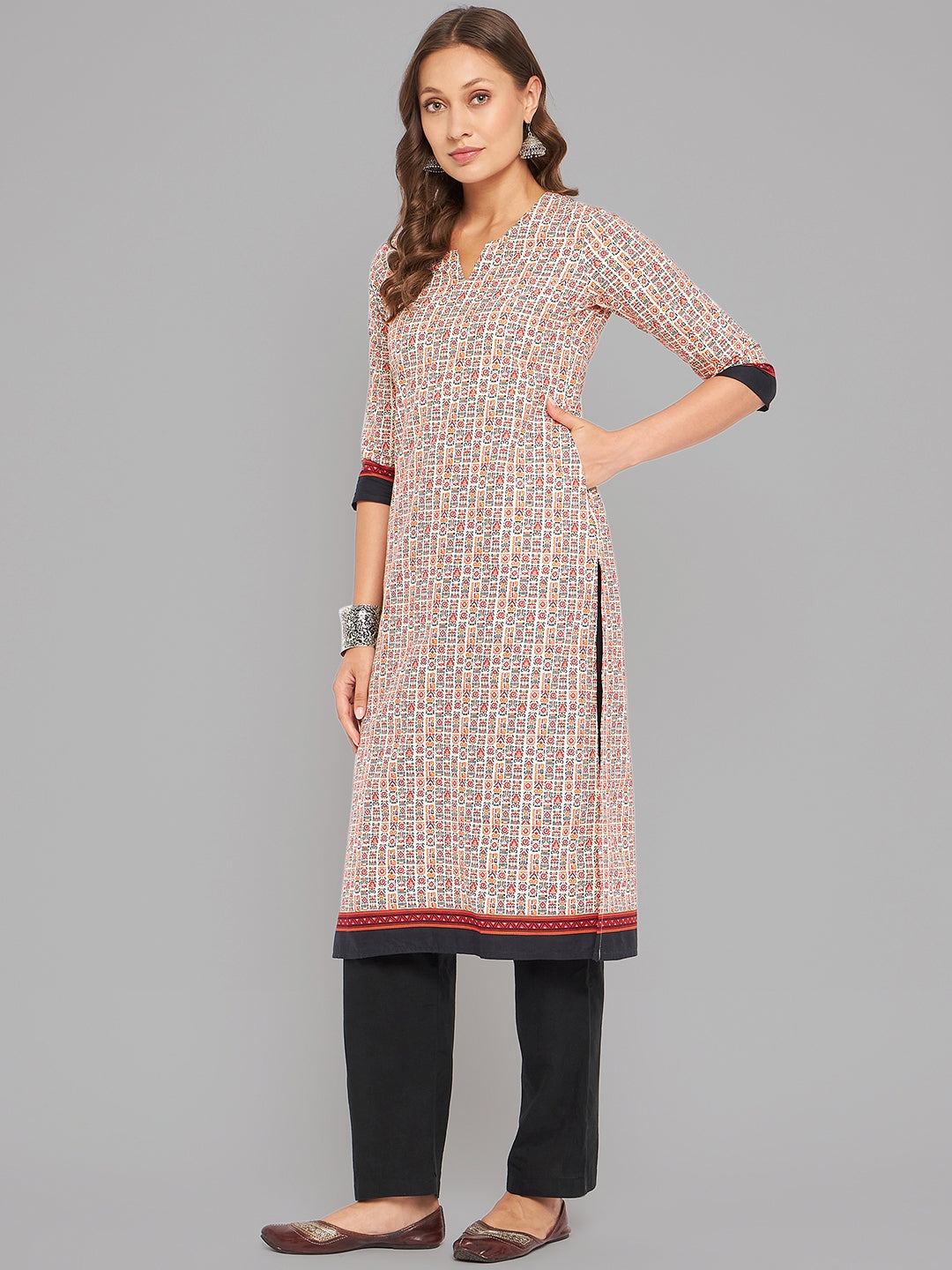 Women Multicolor Printed Straight Kurta