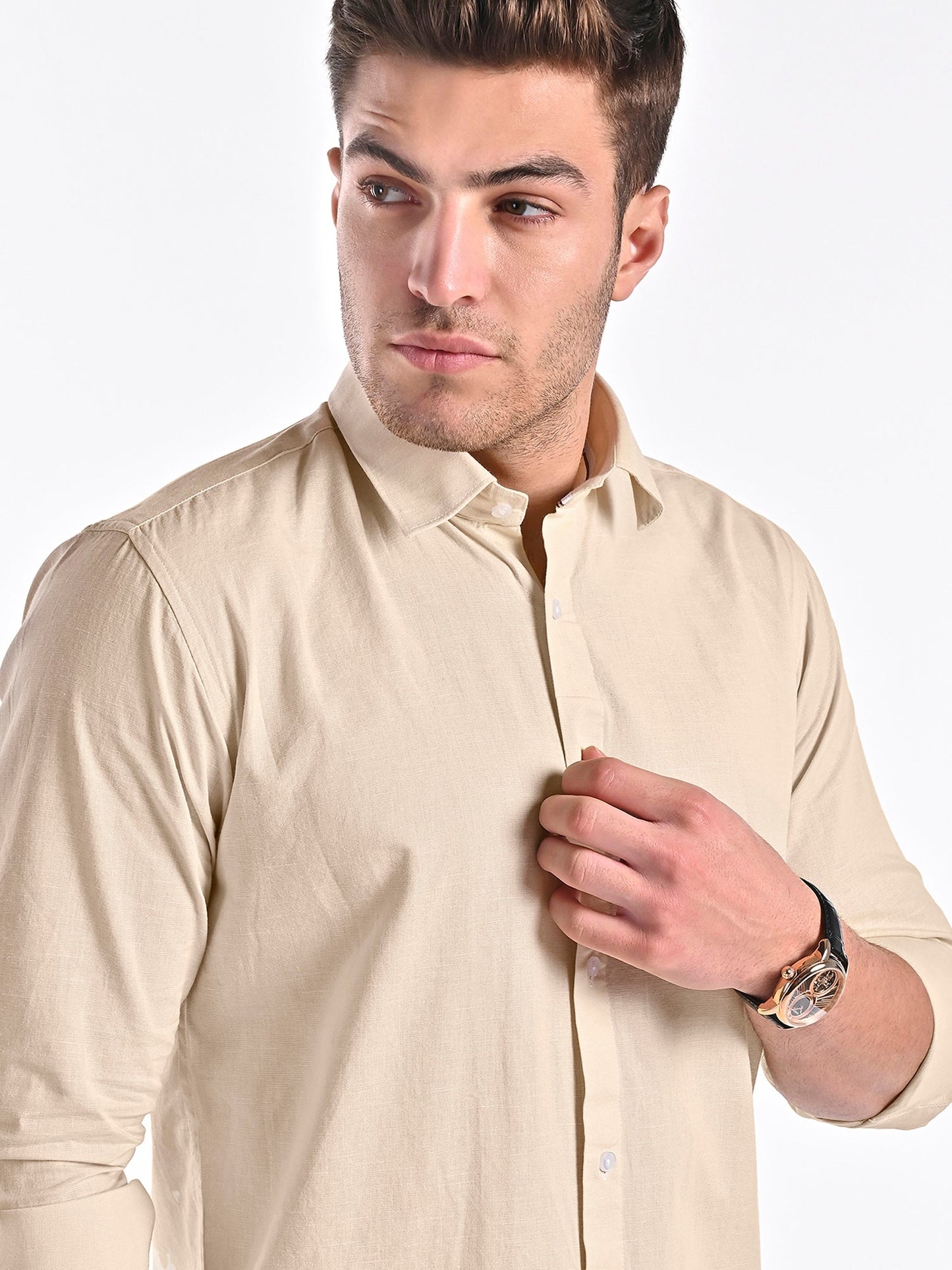 Beige Cotton Linen Shirt
