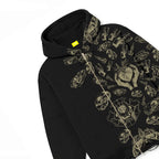 Fractured Pulse Printed Black Zipper Hoodie FLYAF