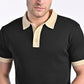 Smooth-Touch Contrast Polo in Gloss Black