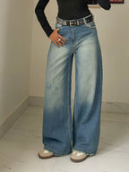 Airy Blue Washed Wide Leg Jeans Stylish Wodrobe